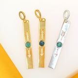 18K Gold Filled Cubic Jadeite Stone Gold Bar Pendant