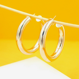 18K Gold Filled Thick Chunky Open Hoop Earrings (J29)