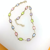 18k Gold Filled MultiColor CZ Stone Charms Necklace (H116)(E212)(I19A)