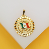 18K Gold Filled Mexican Flag Coin Pendant (A273)