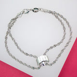 18K Rhodium Filled Designed Double Twisted Herringbone Bracelet
