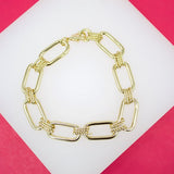 18K Gold Filled 5mm Paper Clip Chain Bracelet (I360)