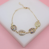 Multicolor Zirconia Puka Shell Charm Bracelet (I164)
