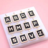 18K Gold Filled BLACK Letter A-Z Letter Pendant (A63)