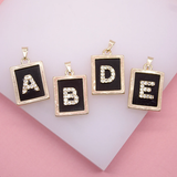 18K Gold Filled BLACK Letter A-Z Letter Pendant (A63)