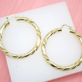 18K Gold Filled 6mm Thick Twisted Hoops Lever Back Earrings (K28-32)
