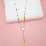 Catholic Gold Bead Rosary With Crucifix And Milagros Charm (F32)