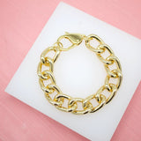 18K Gold Filled 14mm Curb Cuban Link Bracelet Chain (I245)