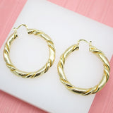 18K Gold Filled 6mm Thick Twisted Hoops Lever Back Earrings (K28-32)