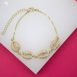 18K Gold Filled Cz Puka Shell Charm Bracelet