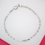 18K Rhodium Filled 2mm Diamond Cut Box Chain Bracelet (I197)