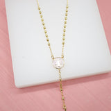 Catholic Gold Bead Rosary with Crucifix & Saint Benedict Charm (G191A)