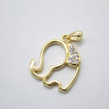 18K Gold Filled Elephant Pendant With CZ Stones