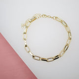 18K Gold Filled Flat Paper Clip Bracelet (I359)