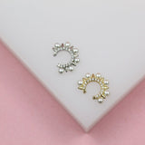 Gold Filled Spike Pearl Cuff Earrings (K263)