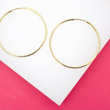 18K Gold Filled 2mm Slim Endless Hoop Stud Earrings (K111)