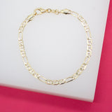 18K Gold Filled 3mm Figarucci Design Mariner Bracelet (I319)