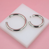 18K Rhodium Filled 7mm Thick Chunky Open Hoop Earrings (J29)(J30)