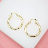 18K Gold Filled 4mm Thick Hoops Lever Back Hoop (J5)