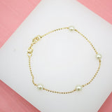 Pearl Ball Chain Bracelet (I98)