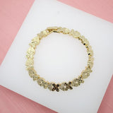 18K Gold Filled Textured Outlined XO Heart Bracelet (I130)