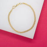 18K Gold Filled 3mm Double Cuban Link Chain Bracelet (I261)