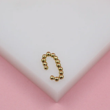 Gold Filled Oval Shaped Gold Beaded Cuff Earrings (L166)