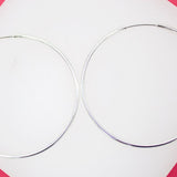 18K Rhodium Filled Slim Endless Hoop Stud Earrings (K105)(K109-110)(K118)