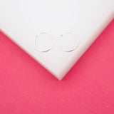 18K Rhodium Filled Slim Endless Hoop Stud Earrings (K105)(K109-110)(K118)