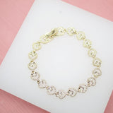 18K Gold Filled Textured Outlined Heart Bracelet (I130)