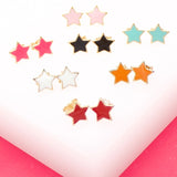 18K Gold Filled Small Enamel Star Stud Earrings (L153)