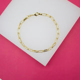 18K Gold Filled 3mm Paper Clip Link Bracelet (I427)
