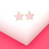 18K Gold Filled Small Enamel Star Stud Earrings (L153)