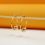 18K Gold Filled Round Beaded Hoop Earrings (K299, K307, K296)