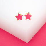 18K Gold Filled Small Enamel Star Stud Earrings (L153)