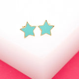 18K Gold Filled Small Enamel Star Stud Earrings (L153)