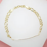 Customizable Tag Plate Bracelet With Figaro 4mm Link Chain (I309)