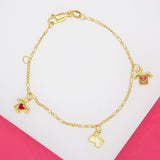 18K Gold Filled Dangle Charm Heart Shirt Pants Bracelet