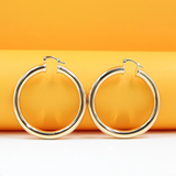 18K Gold Filled Thick Lever Back Hoop Earrings | Gold Open Hoop Studs (J14, J15, J16)