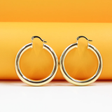 18K Gold Filled Thick Lever Back Hoop Earrings | Gold Open Hoop Studs (J14, J15, J16)