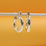 18K Gold Filled Thick Lever Back Hoop Earrings | Gold Open Hoop Studs (J14, J15, J16)