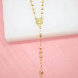 18K Gold Filled Caridad Del Cobre Gold Bead Rosary With Jesus Crucifix