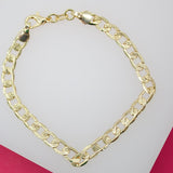 18K Gold Filled Flat 5mm Textured Cuban Chain Bracelet (I262)