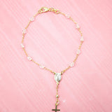 Gold Filled Cross & Virgin Mary Charm Bracelet (I226A)