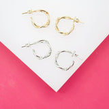 18K Gold Filled 5mm Slim Curb Cuban Open Hoops (K197)