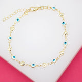 18K Gold Filled Heart Evil Eye Bracelet With One Heart (I210)