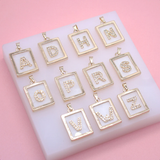 18K Gold Filled WHITE Letter A-Z Letter Pendant | Gold Initial Pendant (A63)