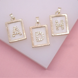 18K Gold Filled WHITE Letter A-Z Letter Pendant | Gold Initial Pendant (A63)