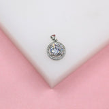 18k Gold Filled Designed Round CZ Medallion Pendant