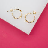 18K Gold Filled 5mm Slim Curb Cuban Open Hoops (K197)